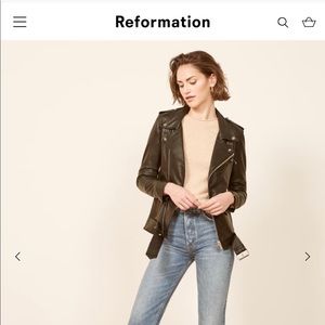 COPY - Reformation Deadwood LEATHER Biker Jacket SZ 42 L